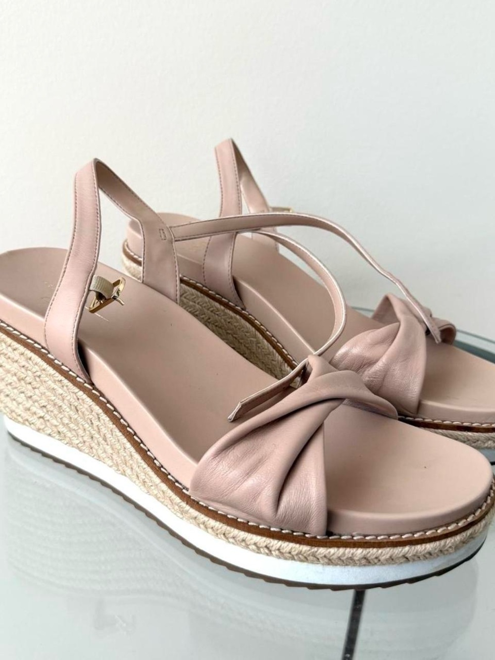 Paolo Blush Knotted Espadrille Wedge Sandals